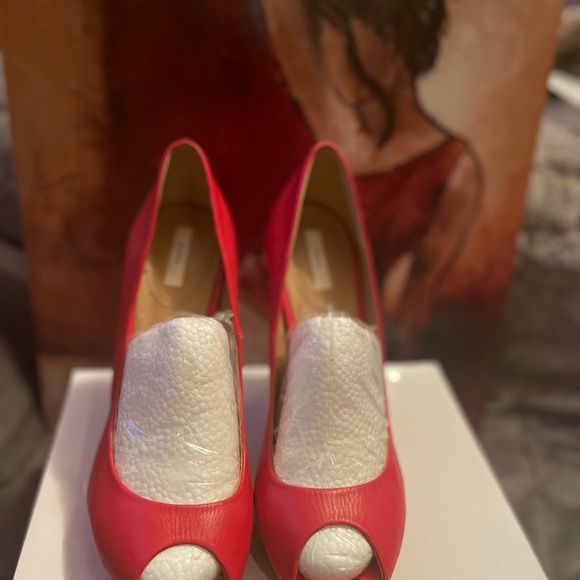 ZARA PEEP TOE red heels size 40/ 8.5 - Picture 5 of 5